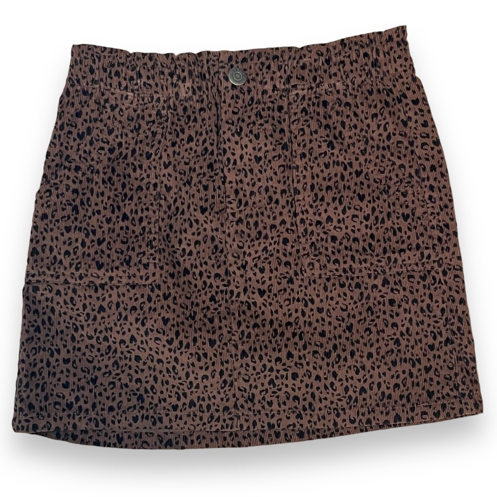 Old Navy‎ Girls Size Medium/8 High-Waisted A-Line Brown Cheetah Corduroy Skirt